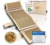 CALM ELEPHANT ORIGINAL GENUINE Set XXL 5 pz Tappetino Agopressione con Cuscino Ergonomico, Cuscino Lombare, Tappetino Piedi - Sollievo per Schiena, Collo e Spalle, Anti-Stress e Meditazione - Beige
