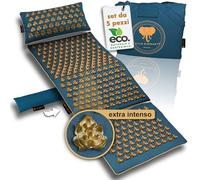 CALM ELEPHANT ORIGINAL MANDALA PRO XXL Set 5 pz Tappetino Agopressione Intensivo con Cuscini Collo e Lombare, Tappetino Piedi, Funzione Riscaldante - Completo Sollievo da Dolore e Stress - Blu