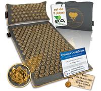 CALM ELEPHANT ORIGINAL PURE ECO Set XL Tappetino Agopressione Campo di Fiori con Cuscino Ergonomico, Funzione Riscaldante, Riflessologia, Anti-Stress - Sollievo per Schiena, Collo e Spalle - Grigio