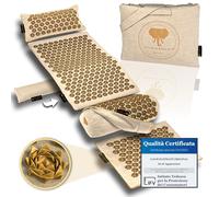 CALM ELEPHANT ORIGINAL Set ULTIMATE XXL 6pz Tappetino Agopressione con Cuscino Ergonomico, Cuscino Lombare e Gambe, Tappetino Piedi, Funzione Riscaldante - Sollievo Schiena,Collo,Spalle - Beige