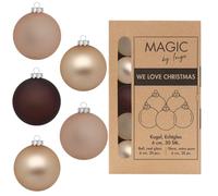 Calm Grove - Palline di Natale in vetro, 6 cm x 30 pezzi, in scatola di cartone, colore beige, marrone opaco