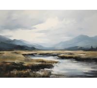 Calm Scottish Highlands Wall Art - Poster Misty Mountain -...