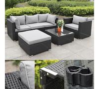 Calma Lux® Set di mobili da giardino per 3-7 persone, diversi modelli, con cuscini extra spessi, per esterni, colore nero classico (Sicilia)