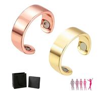 Calmara - Anello magnetico per terapia magnetica, in rame, per donne e uomini, in puro rame massiccio, regolabile, con confezione regalo, Rame, Rame