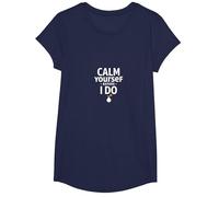 Calmati Prima di Fare Te Calmas o Te Calmo Avviso Divertente Maglietta, Ragazze, Navy, M