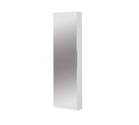 Calmi - Scarpiera moderna in legno laminato con 1 anta a specchio e 6 vani interni nel colore bianco opaco. Dimensioni LAP 50x180x20 cm