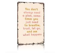 Calming Breath Reminder Antique Metal Plaque For Kitchen Wall 12x8 Inch