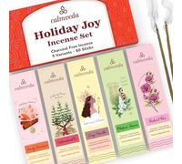 CALMVEDA Festivo Set Incenso Natalizia - 60 Bastoncini Stagionali Confortanti con Cannella, Vaniglia, Cedar Bianco, Rosa e Gelsomino | Casetta Natalizia