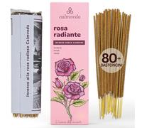 Calmveda Rosa Set Bastoncini Incenso - (80 incenso naturale) Incenso Bastoncini Naturali Senza Carbone Utilizzando Fiori Riciclati | Incensi Naturali Romantico Per Promuovere Amore E Cura, set incenso