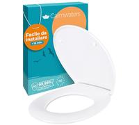 Calmwaters® Sedile WC Premium, Coperchio Duroplast, Copriwater Universale, Antibatterico, Chiusura Ammortizzata, Fissaggio in Acciaio, vetri ovali e rimovibili, Made in UE