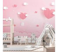 Calore Rosa Sogno Amore Nuvole Bianche Stanza Della Principessa 3D Carta Da Parati Facile Installare Mobili Sfondi Ufficio Divano Camera Letto Sfondo Decorazione Murale-200cm×140cm