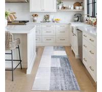 Calore Tappeto Cucina Antiscivolo Lavabile, Morbidi Lunghi Tappeti Antimacchia Runner per camera da letto, corridoi, soggiorno, cucina (60 x 120 cm, Grigio/Blu/Oro)