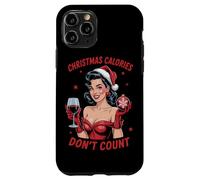 Calorie di Natale non contano le donne che bevono vino ragazza Natale Custodia per iPhone 11 Pro