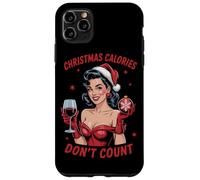 Calorie di Natale non contano le donne che bevono vino ragazza Natale Custodia per iPhone 11 Pro Max