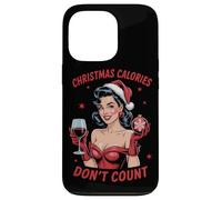 Calorie di Natale non contano le donne che bevono vino ragazza Natale Custodia per iPhone 13 Pro