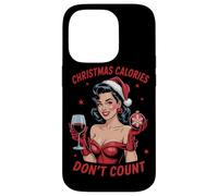 Calorie di Natale non contano le donne che bevono vino ragazza Natale Custodia per iPhone 14 Pro