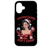 Calorie di Natale non contano le donne che bevono vino ragazza Natale Custodia per iPhone 16