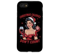 Calorie di Natale non contano le donne che bevono vino ragazza Natale Custodia per iPhone SE (2020) / 7/8