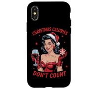 Calorie di Natale non contano le donne che bevono vino ragazza Natale Custodia per iPhone X/XS