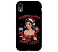 Calorie di Natale non contano le donne che bevono vino ragazza Natale Custodia per iPhone XR