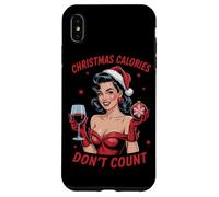 Calorie di Natale non contano le donne che bevono vino ragazza Natale Custodia per iPhone XS Max