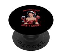 Calorie di Natale non contano le donne che bevono vino ragazza Natale PopSockets PopGrip Adesivo