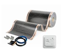 CALORIQUE NEO Pellicola riscaldante a infrarossi, riscaldamento elettrico a pavimento, 100 cm, 150 W/m², lunghezza 1,5 m², con termostato analogico BTC70, set per riscaldamento elettrico a pavimento