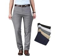 Calormas Pantaloni Uomo, Timelessflex - Pantaloni da Cerimonia Uomo, Pantaloni da Lavoro Eleganti, Pantaloni Uomo ad Alta Elasticità Vestibilità Dritta (Grigio, 42)