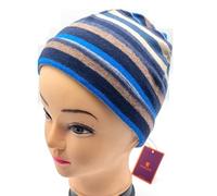 Calotta Cappello Gallo Unisex in Morbido Pile Rigata Blu Royal Corda mis. Unica
