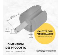 Calotta Tappo per Tenda da Sole con Perno Quadro/Foro/Tondo - Ø 60/63/70 mm - Tipologia: CON PERNO QUADRO, Diametro: 70