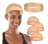 Calotte Per Parrucche 1 cuffia for parrucca in silicone e 4 cuffie for, for in nylon elasticizzato antiscivolo for donne, for con estremità chiusa morbide traspiranti