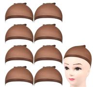 Calotte per Parrucche Cuffia for parrucca HD, trasparente, elastica, sottile, invisibile, in nylon, for fissare i capelli, traspirante, 8 pezzi per tenere parrucca(Beige)