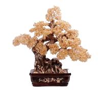 CALQYSH Albero di Pietre Portafortuna in Cristallo Albero Bonsai di Pietre Preziose di Cristallo, Decorazioni Feng Shui for Ricchezza, Fortuna e Fortuna Albero di Pietre preziose(Beige)