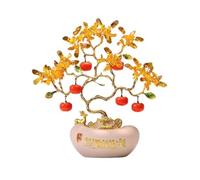 CALQYSH Albero di Pietre Portafortuna in Cristallo Home Ricchezza Prosperità Cristallo Albero della Fortuna, Soggiorno Ufficio Ornamento Feng Shui Albero di Pietre preziose(Beige)