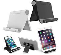 Calrista - Supporto per cellulare da scrivania, pieghevole, supporto per cellulare, supporto per tablet regolabile, compatibile con iPhone 12 Pro 11 Xs X 8 iPad Samsung (nero e bianco)