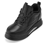 CALTO Scarpe da ginnastica da uomo con plateau rialzato, altezza invisibile, altezza 8,1 cm, Onice Suola Nera, 42 2/3 EU