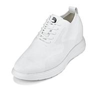 CALTO, Scarpe da Uomo con Rialzo Invisibile Che Aumentano l'altezza, Ultra Leggere, con Lacci, in Maglia, Sportive, Casual, 7,1 cm più Alte, Bianco, 41.5 EU