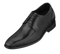 CALTO, Scarpe da Uomo Invisibili per Aumentare l’Altezza - Nero Premium Pelle Stringate Derby Oxfords - 7,6 cm di Altezza, Nero
