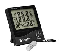 Caluma Termoigrometro con sonda esterna e cavo da 2 m, display LCD con orologio, sveglia e calendario, temperatura di misurazione e umidità dell'aria (-50 °C - 70 °C / 10 - 88% rF)