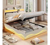 Caluself Letto ad aria grigia in velluto 160 x 200 cm