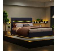 Caluself lit Double storage LED lighting checkered pattern with lights at the head and foot of the with gas pressure rod storage.Q3n5fB