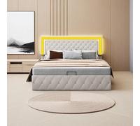 Caluself lit Double storage With LED lighting USB chargingGas rodStorage function Quick assemblyVelvetMetal framemodernAdults Suitable for room.6dK7fN.R8s3mX