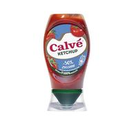 Calvé Ketchup Light, Formato 250 ml, Ketchup Light con Stevia*, Contiene il 50% in Meno di Zuccheri, Senza Glutine, Senza Conservanti e Senza Coloranti, Vegano