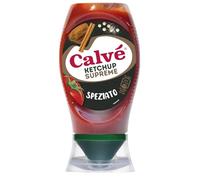 Calvé Ketchup Speziato, Formato 250 ml Top Down con Zenzero, Cannella, Pepe e Mix di Spezie Esotiche per Grigliate, Panini e Piatti Vegetariani