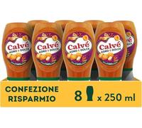 Calvé Salsa Agro & Dolce, 8 Pezzi da 250 ml, Salsa Agrodolce Fruttata, Dolce e Bilanciata, Ideale per Fritti e Finger Food, Senza Aromi e Coloranti, Senza Glutine, Vegano, Bottiglia 100% Riciclata