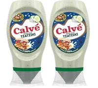 Calvé Salsa alla Tzaziki, Formato 250 ml, Salsa Tzaziki a Base di Cetrioli e Aglio, Ideale per Pinzimonio, Insalate, Carne e Pesce, Senza Coloranti, Senza Glutine, Vegano. (Confezione da 2)