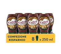Calvé Salsa Barbeque al Miele, 8 Pezzi da 250 ml, Salsa Bbq al Miele, Ideale per Carni Bianche e dal Sapore più Intenso, Combina la Nota Affumicata con la Dolcezza del Miele, Bottiglia 100% Riciclata