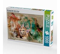 CALVENDO Bacamel - Puzzle a forma di gatto sotto la recinzione 1000 pezzi, dimensioni 64 x 48 cm