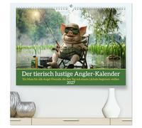 CALVENDO Calendario divertente con animali (calendario da parete 2027 di alta qualità DIN A2 orizzontale), stampa artistica lucida: un must per tutti gli amici della pesca che iniziano la giornata con
