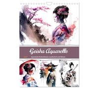 CALVENDO - Geisha Aquarelle - donne della cultura giapponese, paesaggio e Sakura (calendario da parete 2027 DIN A4 alto), calendario mensile: calendario Geisha ad acquerello 2023: opere d'arte dipinte